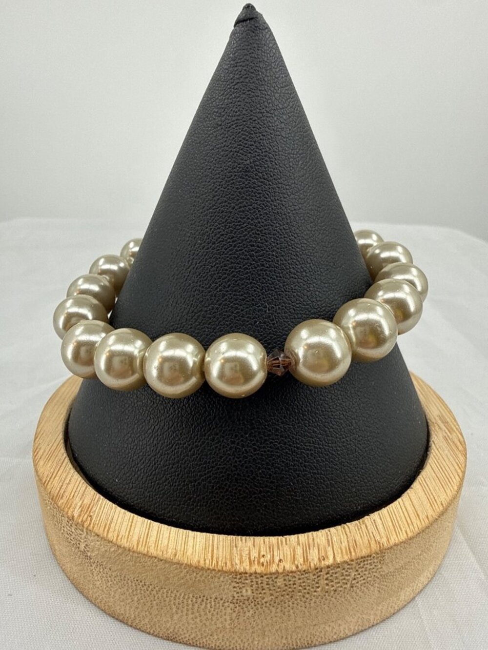 Champagne Pearl Beaded Bracelet Coquette Aesthetic Amber Colored Crystal